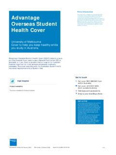 Policy Information Advantage Overseas Student Health Cover