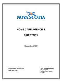 HOME CARE AGENCIES DIRECTORY - Nova Scotia