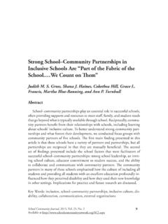 Strong School–Community Partnerships in Inclusive …