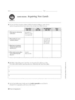 18 CHAPTER GUIDED READING Acquiring New Lands