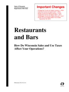 Restaurants and Bars - Wisconsin Department of Revenue