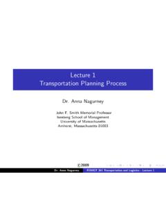 Lecture 1 Transportation Planning Process