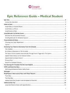 Epic Reference Guide Medical Student