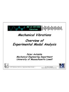 Mechanical Vibrations Overview of Experimental Modal Analysis