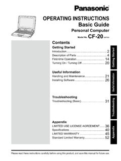OPERATING INSTRUCTIONS Basic Guide Model No. CF-20 …