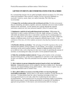 GIFTED STUDENTS: RECOMMENDATIONS FOR …