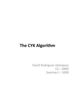 The CYK Algorithm