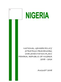 NATIONAL GENDER POLICY, NIGERIA