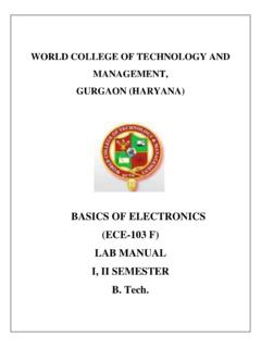 BASICS OF ELECTRONICS (ECE-103 F) LAB MANUAL I, II ...