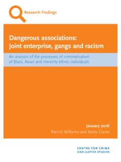 Dangerous associations: Joint enterprise, gangs and racism