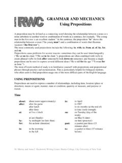 GRAMMAR AND MECHANICS Using Prepositions