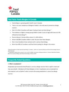 Fast Facts: Food allergies in Canada
