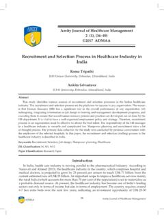 Recruitment and Selection Process in Healthcare Industry in …