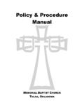 Policy &amp; Procedure Manual - Memorial Baptist …
