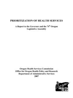 PRIORITIZATION OF HEALTH SERVICES - Oregon State …