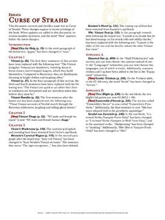 Errata Curse of Strahd