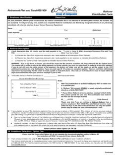 Retirement Plan and Trust #201430 Rollover Contribution Form