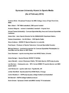 Syracuse University Alumni in Sports Media (As of February ...