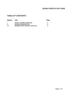 SCADA SPECIFICATIONS TABLE OF CONTENTS