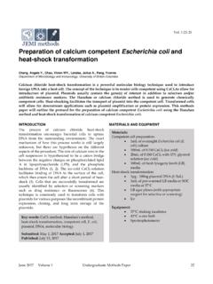 Preparation of calcium competent Escherichia coli and heat ...