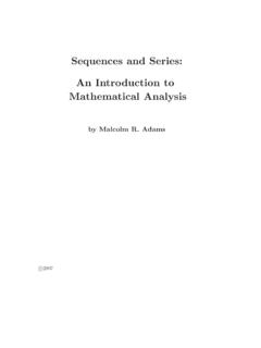 Sequences and Series: An Introduction to Mathematical Analysis