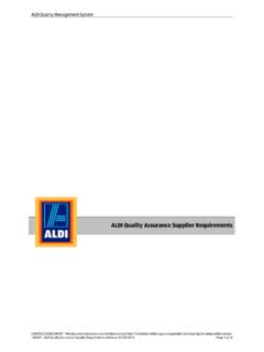 ALDI SUPPLIER QUALITY REQUIREMENTS - FOOD