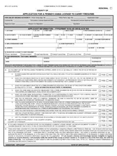 APPLICATION FOR A PENNSYLVANIA LICENSE TO CARRY …