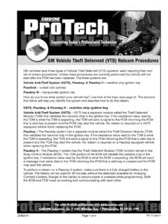 GM Vehicle Theft Deterrent (VTD) Relearn Procedures