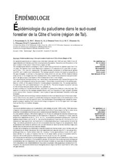 EPID&#201;MIOLOGIE &#201;pid&#233;miologie du paludisme dans le sud …