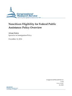Noncitizen Eligibility for Federal Public Assistance ...