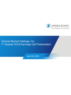Zimmer Biomet Holdings, Inc. 1st Quarter 2018 Earnings ...