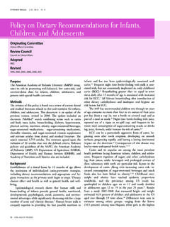 Policy on Dietary Recommendations for Infants, …