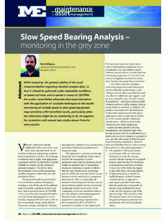 Slow Speed Bearing Analysis – monitoring in the …
