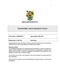 OCCUPATIONAL HEALTH AND SAFETY POLICY