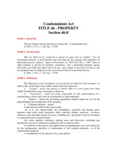 Condominium Act TITLE 46 - PROPERTY Section 46:8