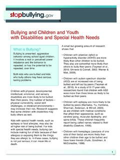 Bullying and Children and Youth with Disabilities
