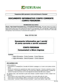 DOCUMENTO INFORMATIVO CONTO CORRENTE - fideuram.it