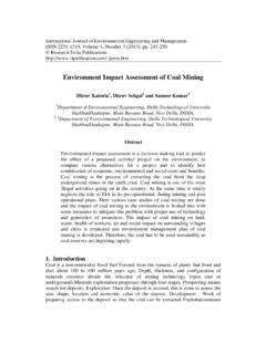 Environment Impact Assessment of Coal Mining