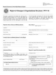 Report of Changes in Organizational Structure—FR Y-10