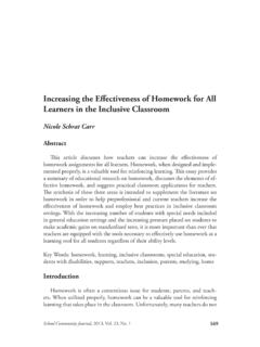 Increasing the Effectiveness of Homework for All Learners ...