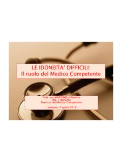 LE IDONEITA’ DIFFICILI: Il ruolo del Medico Competente