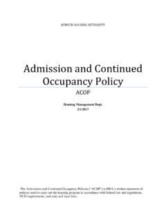 Admission and Continued Occupancy Policy - Denver …