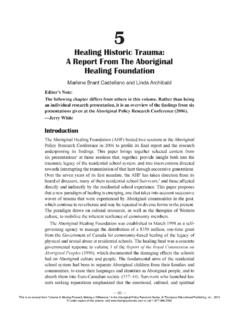Healing Historic Trauma: A Report From The Aboriginal ...