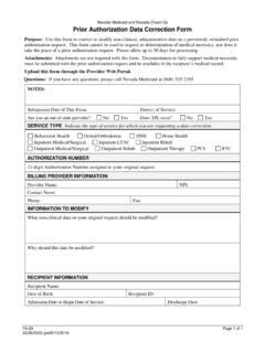 Prior Authorization Data Correction Form - Nevada