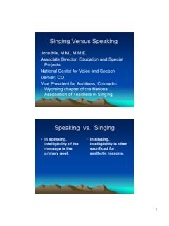 Speaking vs. Singing - UTSA Department of Music
