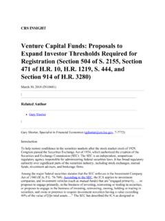 Venture Capital Funds: Proposals to Expand Investor ...