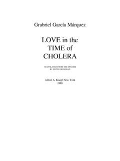 Grabriel Garc&#241;a M&#199;RQUEZ - Love in the Time of Cholera - …