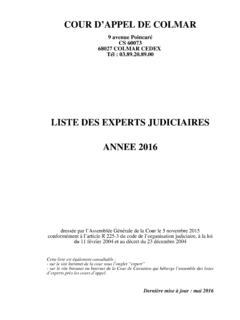 LISTE DES EXPERTS JUDICIAIRES ANNEE 2016 - Accueil