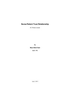 Nurse-Patient Trust Relationship - An-Najah National ...