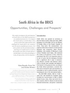 South Africa in the BRICS - The North-South Institute